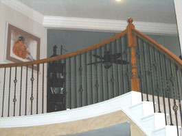 Photograph of circular wood staircase from starter step
