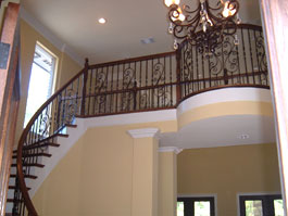 Circular stair with second level landing