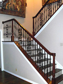 Photograph of straight stair and ballusters
